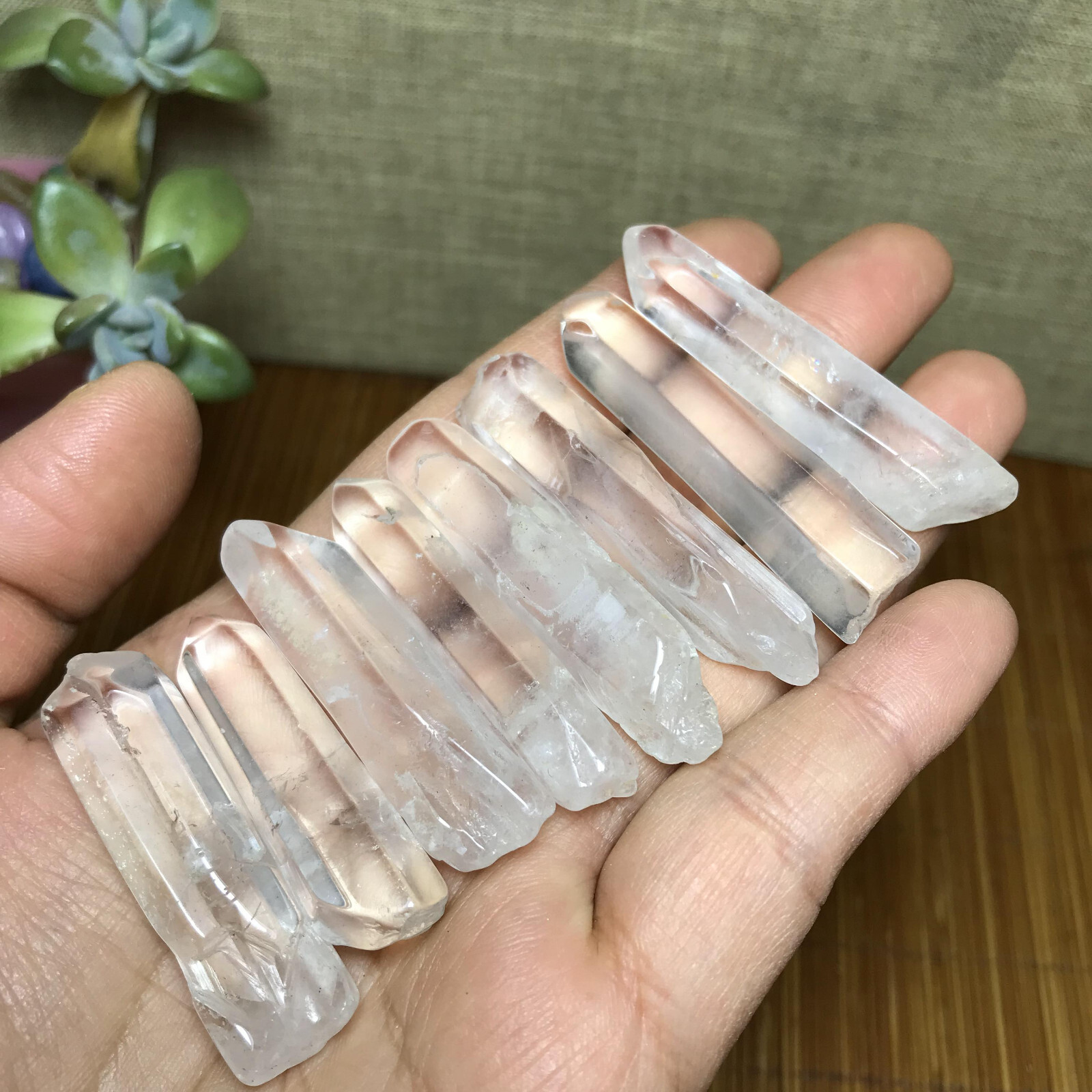 8pcs Top Natural quartz crystal Wand pieces original points Specimen 67g A5385