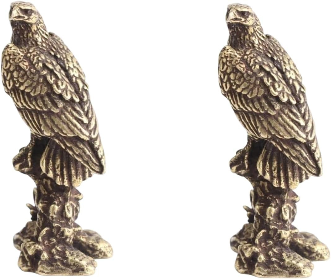 2Pcs Bronze Vintage Brass Eagle Statue,Brass Eagle Statue,Vintage Bird Figurine