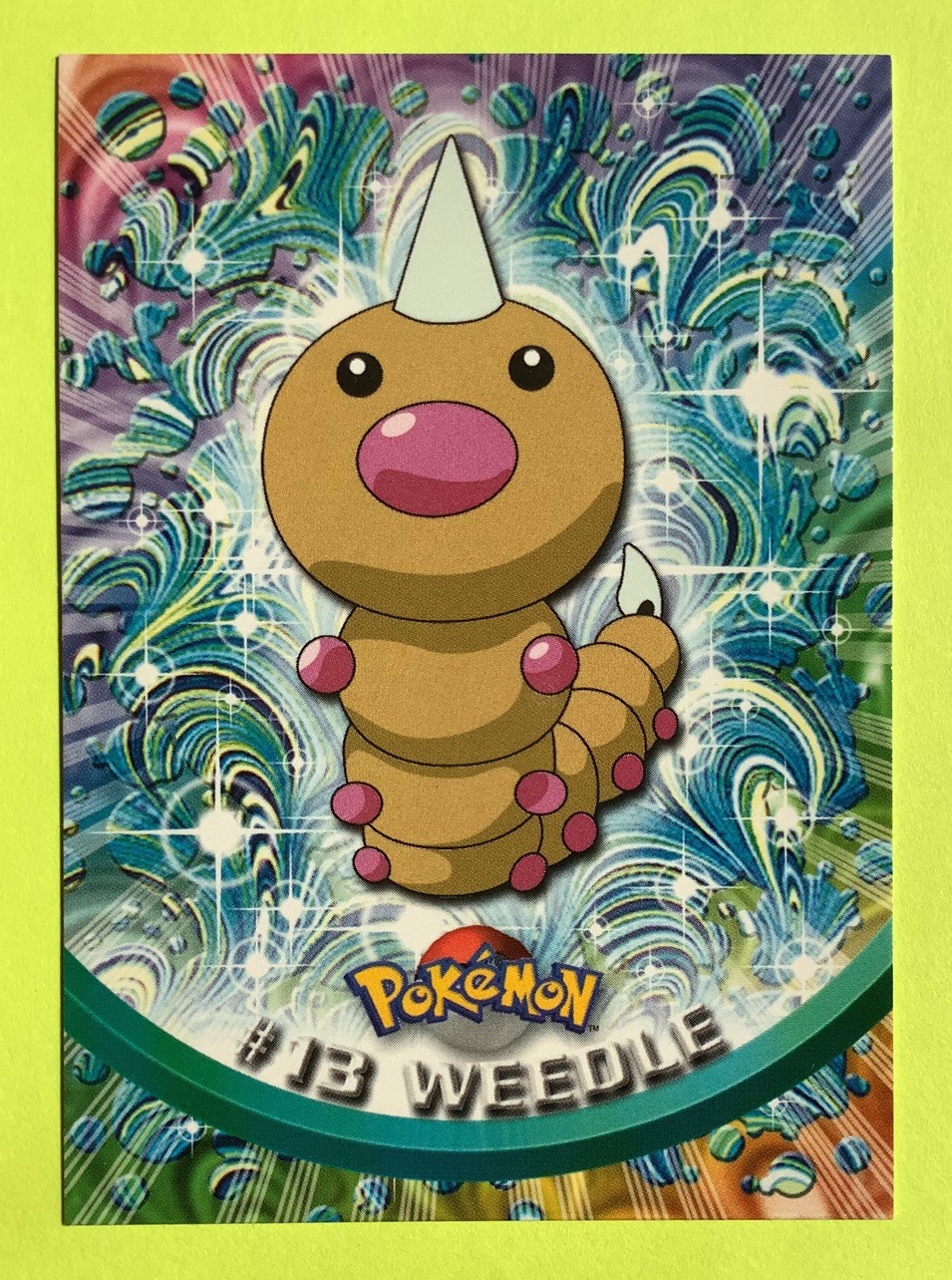 1999 Topps Pokemon TV Animation #13 Weedle Blue logo  NM/Mint