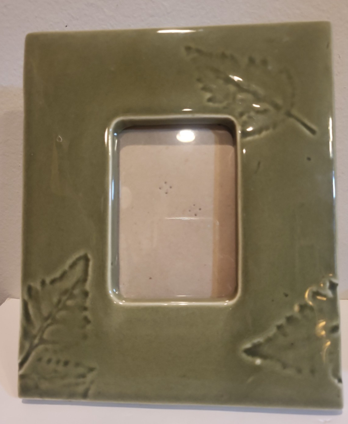Green Ceramic Leaf Vintage Fetco Picture 7.5 x 9