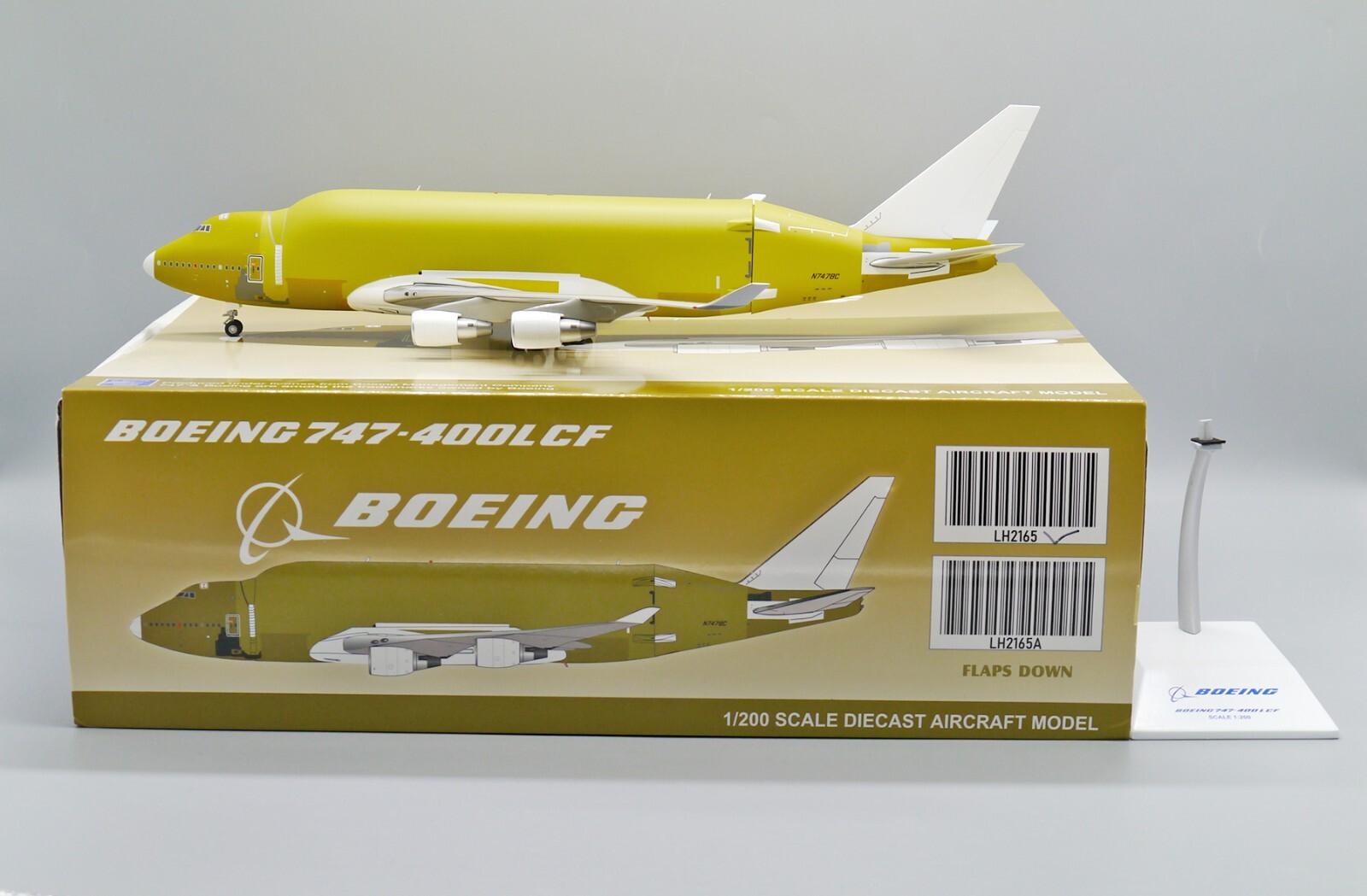 Boeing B747-400LCF Reg: N747BC Bare Metal JC Wings 1:200 FLAPS DOWN LH2165A