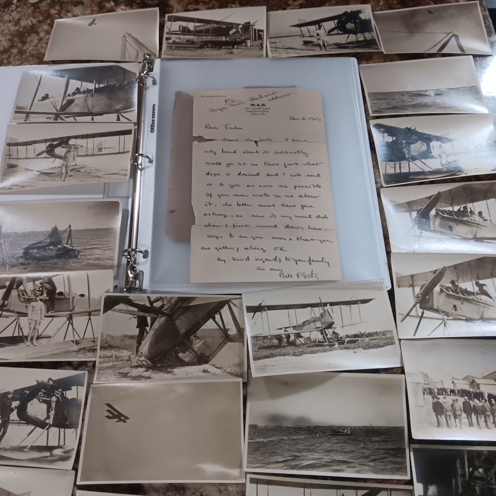 William A Rockefeller F Trubee Davison First Yale Unit Rare Photos w/Letter WW1