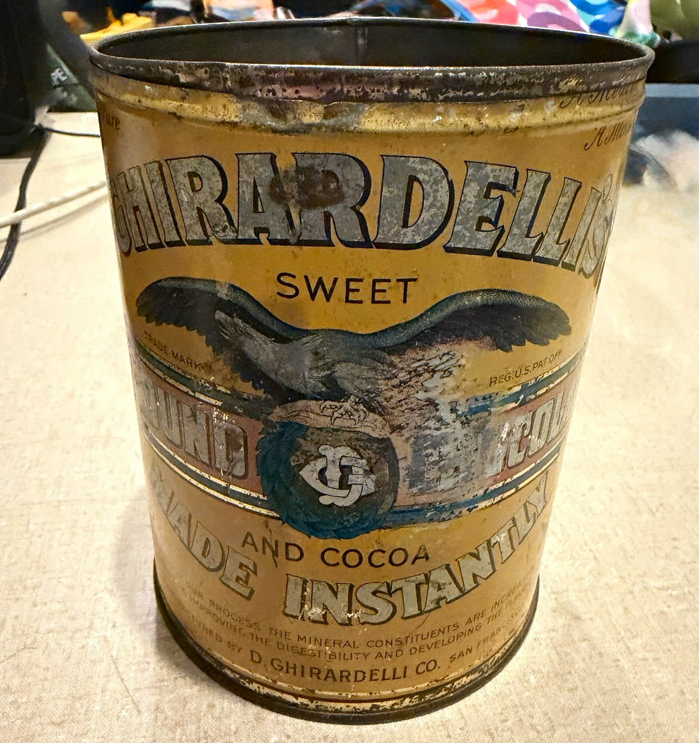 Ghirardelli Vintage Sweet Ground Chocolate & Cocoa Vacuum Packed Tin Can