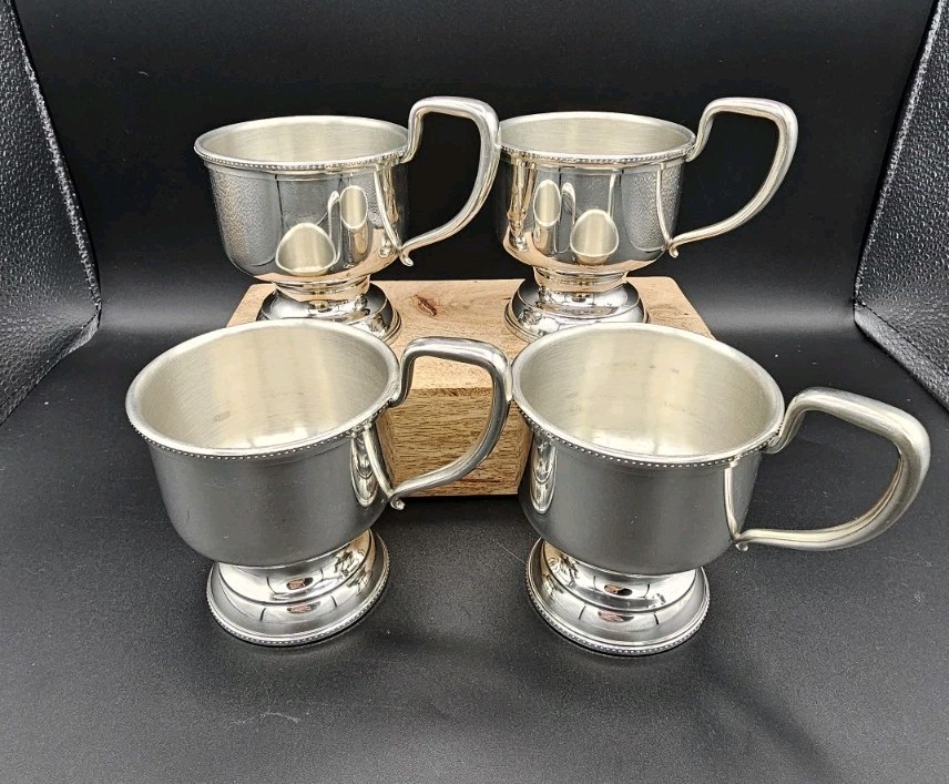 Set of 4 Salisbury Pewter Handcrafted USA Pedestal Cups / Mint Julep Style Cups