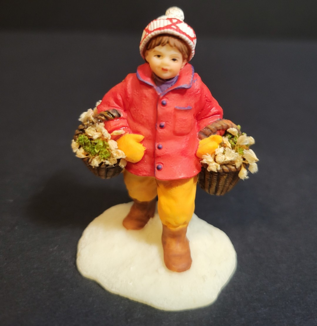 Holiday Time Santas Workbench Christmas Village Carrying Baskets of Flowers