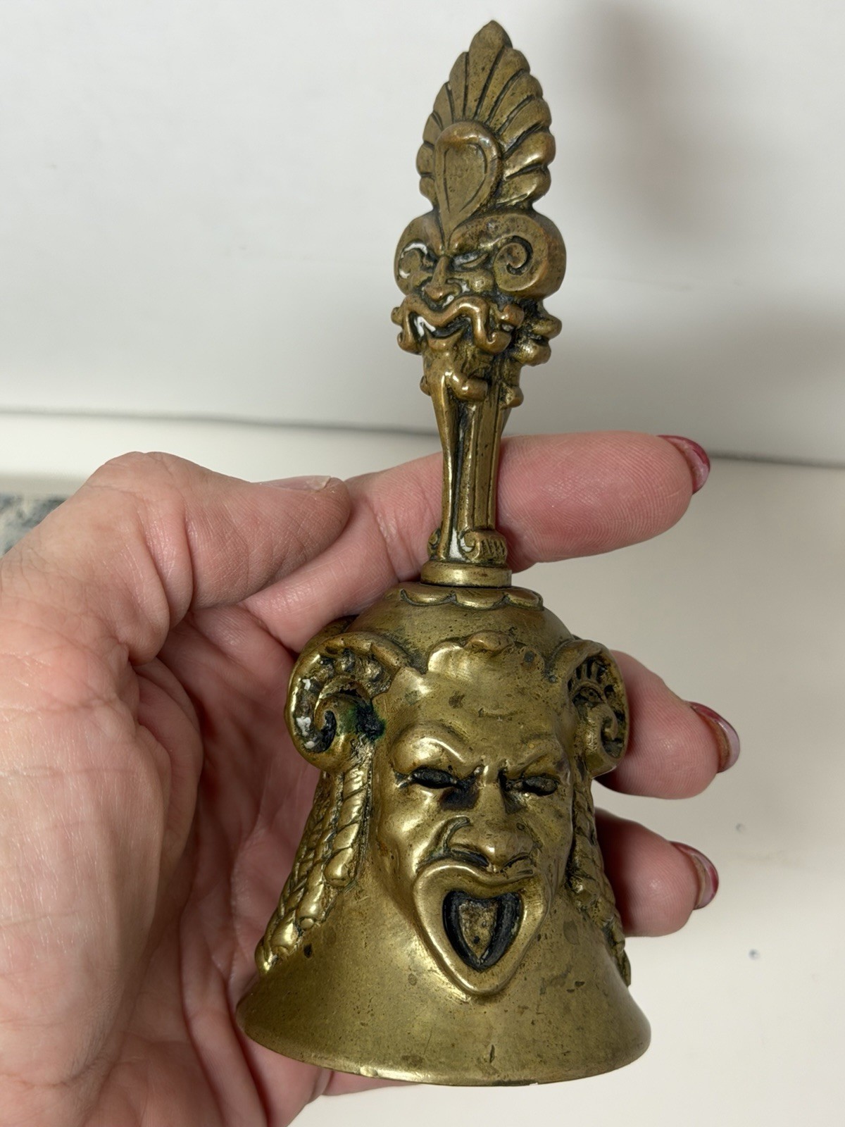 Antique French Bell Belle Epoque France Grotesque Dinner Bell Satyr God Pan