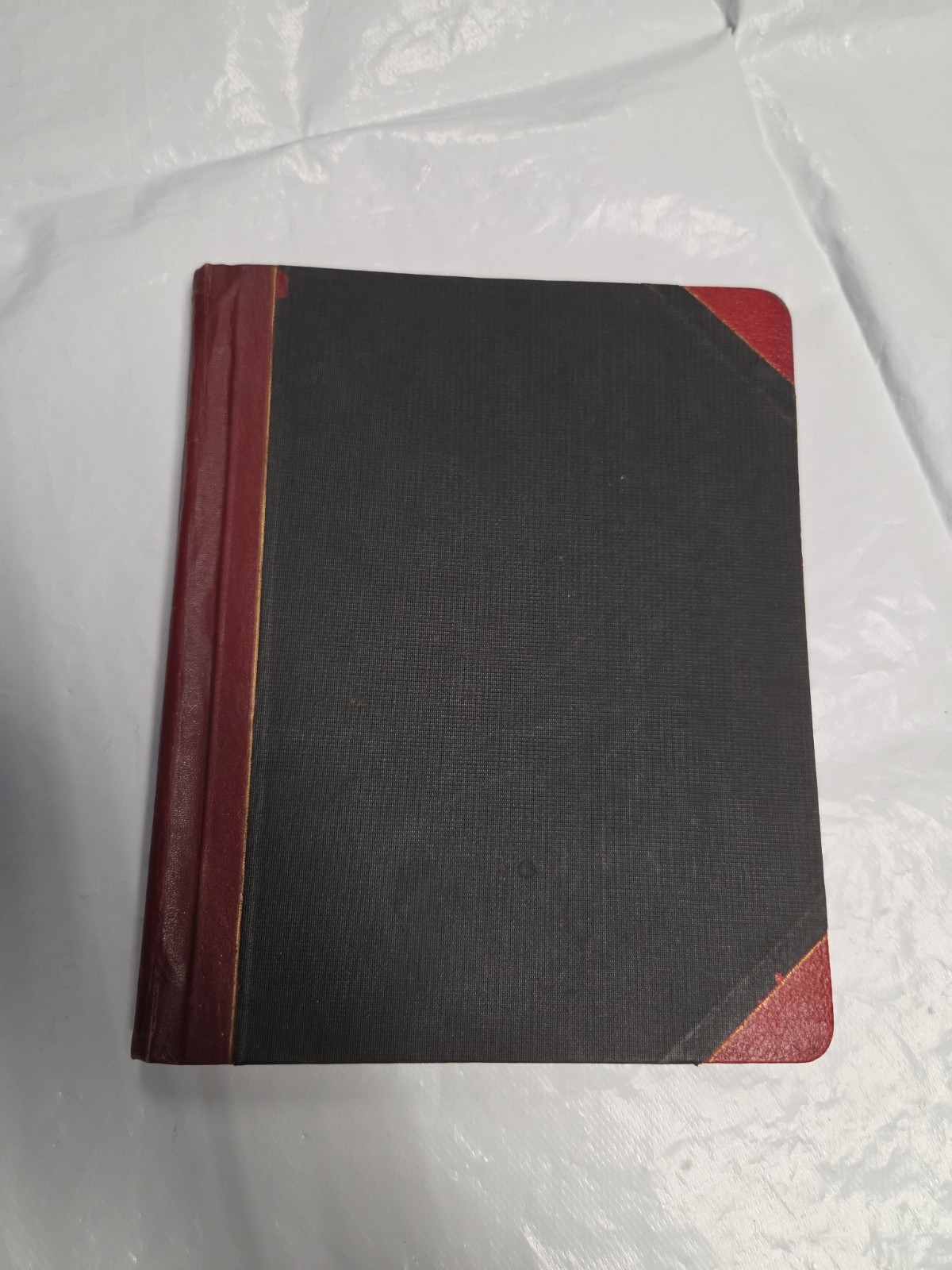 Antique Early 1900s Black And Red Ledger with Handwritten Records
