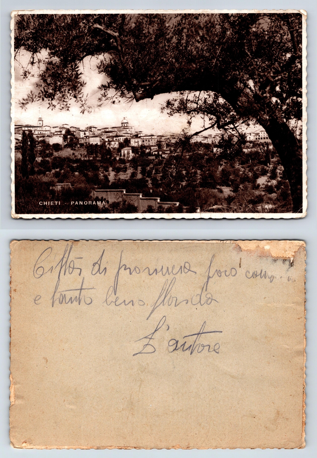 Chieti Panorama Postcard Vintage Black and White Town Landscape Italy