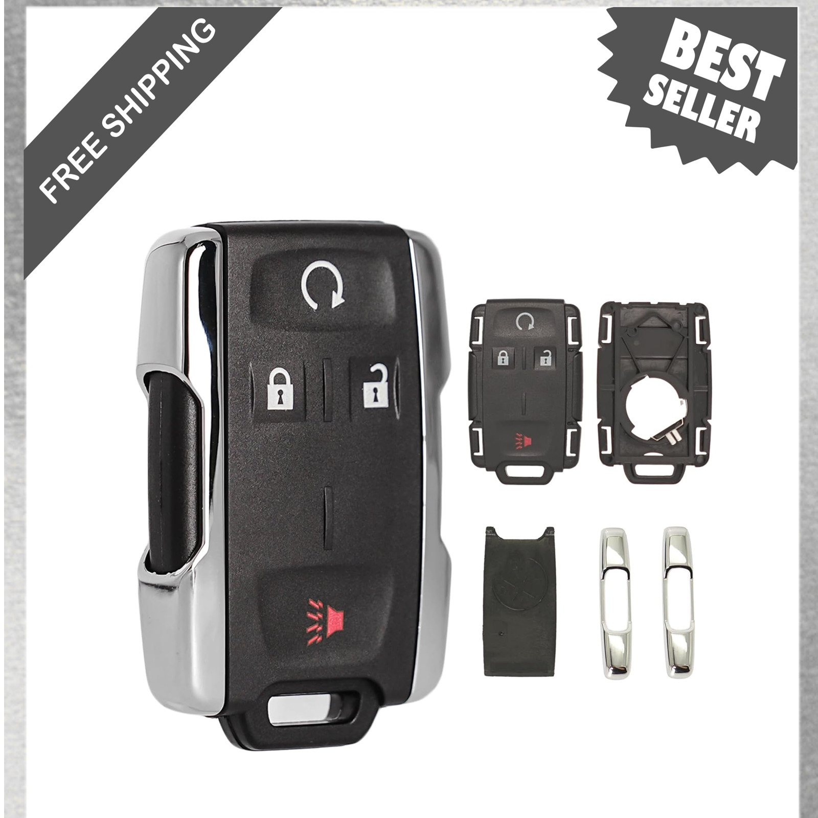 Key Fob Shell Case Replacement for Chevy Silverado GMC Canyon Sierra 2014 2023 4 Key Fob Shell Case Replacement for Chevy Silverado GMC Canyon Sierra 2014 2023 4