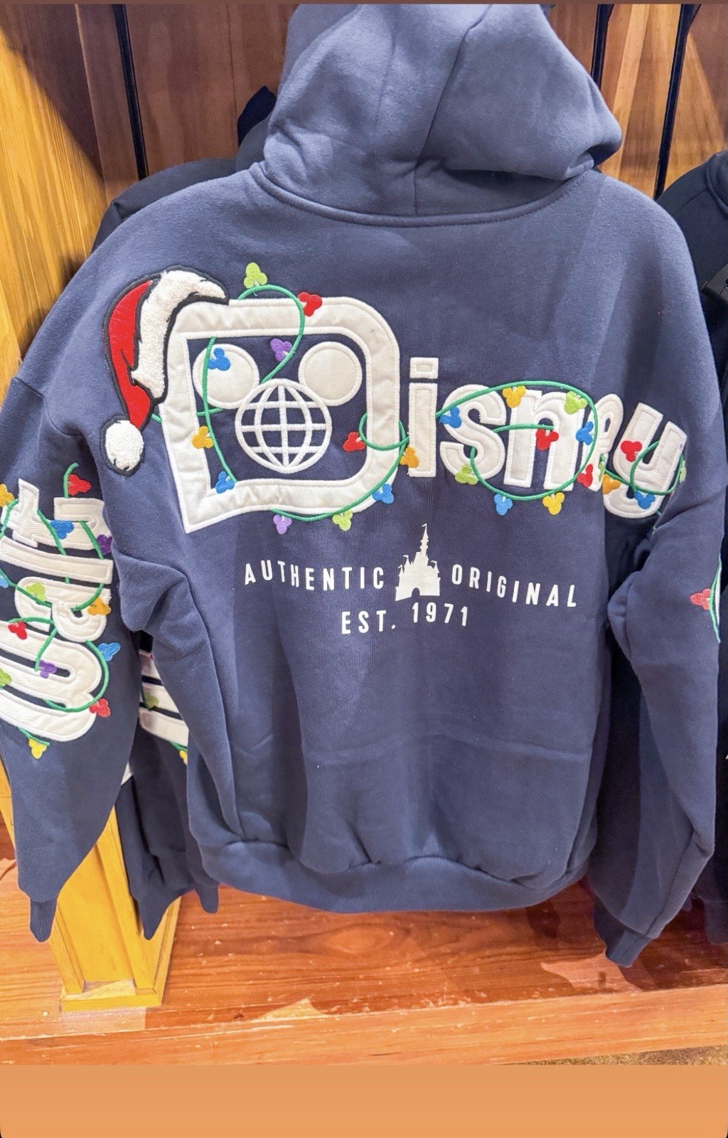 Disney Parks 2026 WDW Christmas Holiday Lights Zip Up Hoodie Size Large New