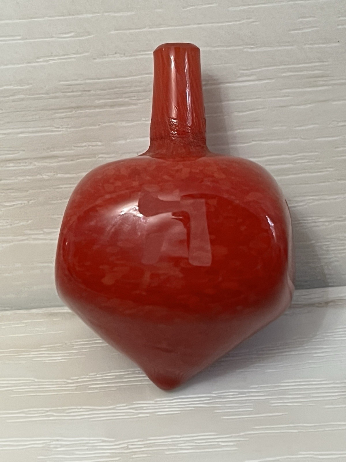 VTG Handmade Judaica Hebrew Red Glass Hanukkah Dreidel Judaism Israel Jewish