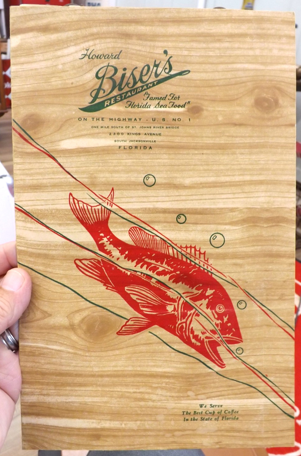 VINTAGE RARE 1946 HOWARD BISERS SEAFOOD RESTAURANT MENU JACKSONVILLE FLORIDA