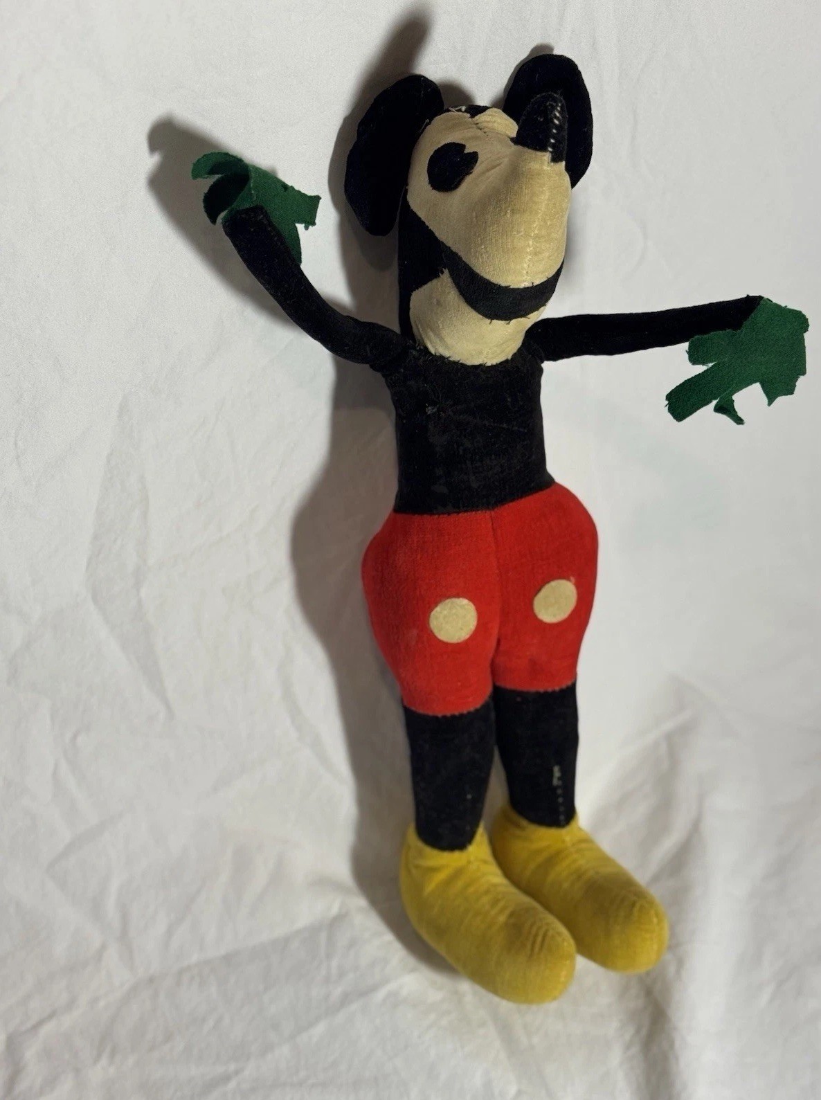 Rare 1930’s Mickey Mouse Plush Doll Pre-War Japanese Velveteen Straw Filled