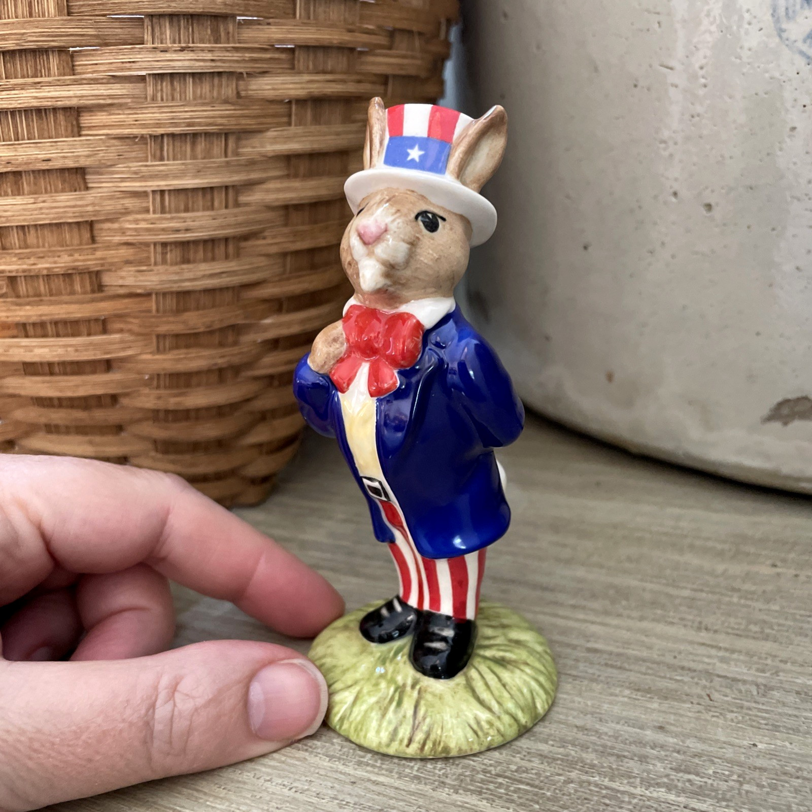 VTG Royal Doulton Bunnykins Uncle Sam DB50 Porcelain Figurine 1985 Patriotic