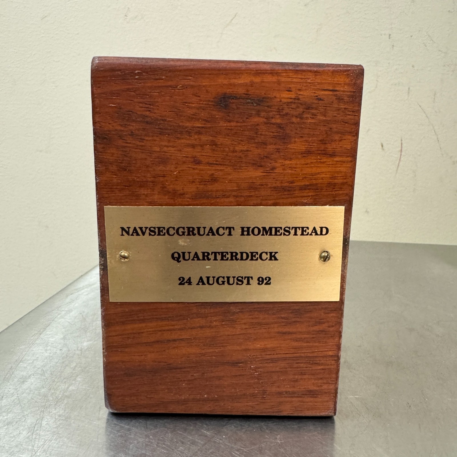 Vtg NAVSECGRUACT Homestead, FL Quarterdeck Wood Hurricane Andrew Relic 1992 NSGA