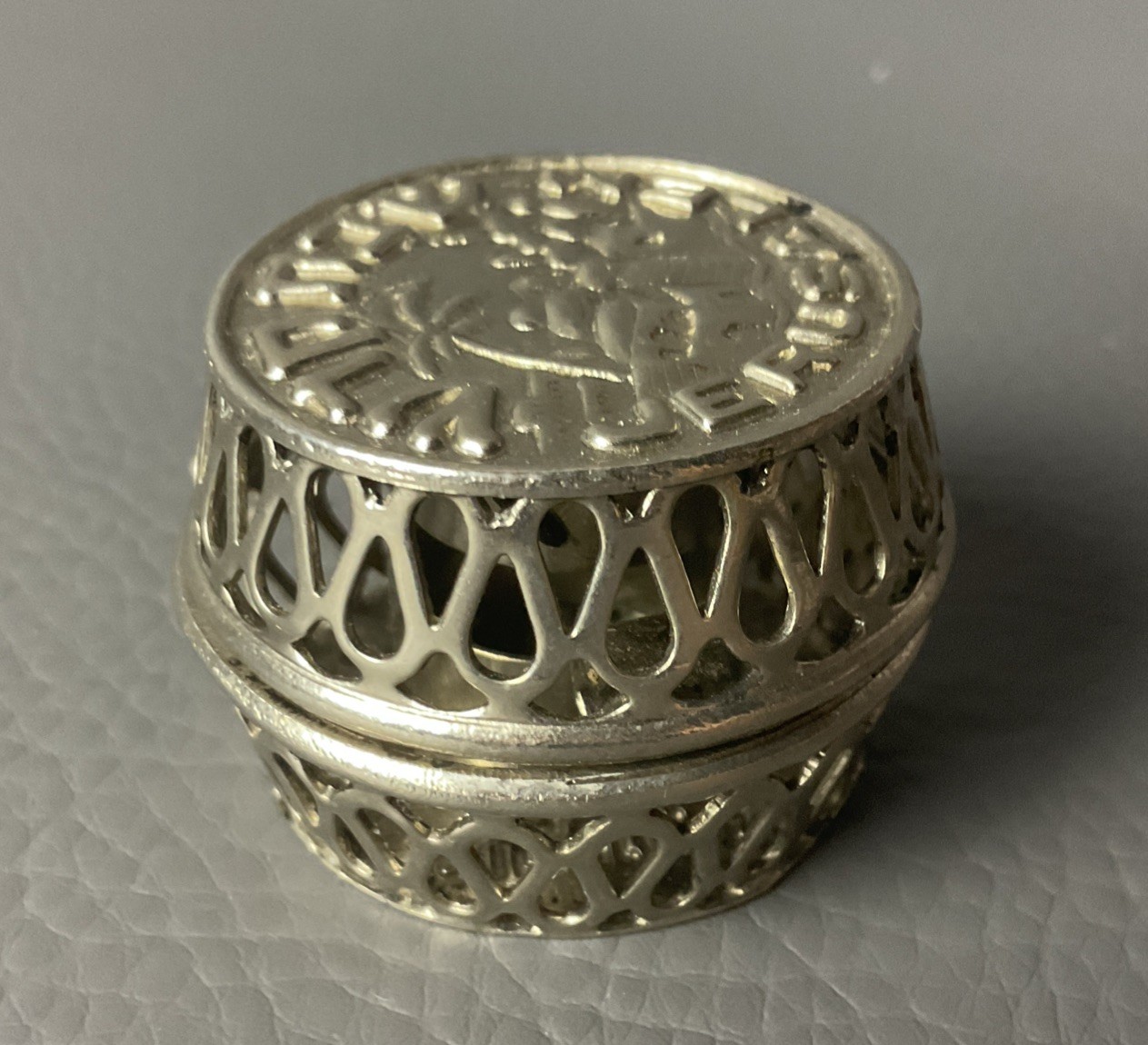 vtg metal  Judaica Travel Candlesticks mini pocket.israel Jewish Jerusalem