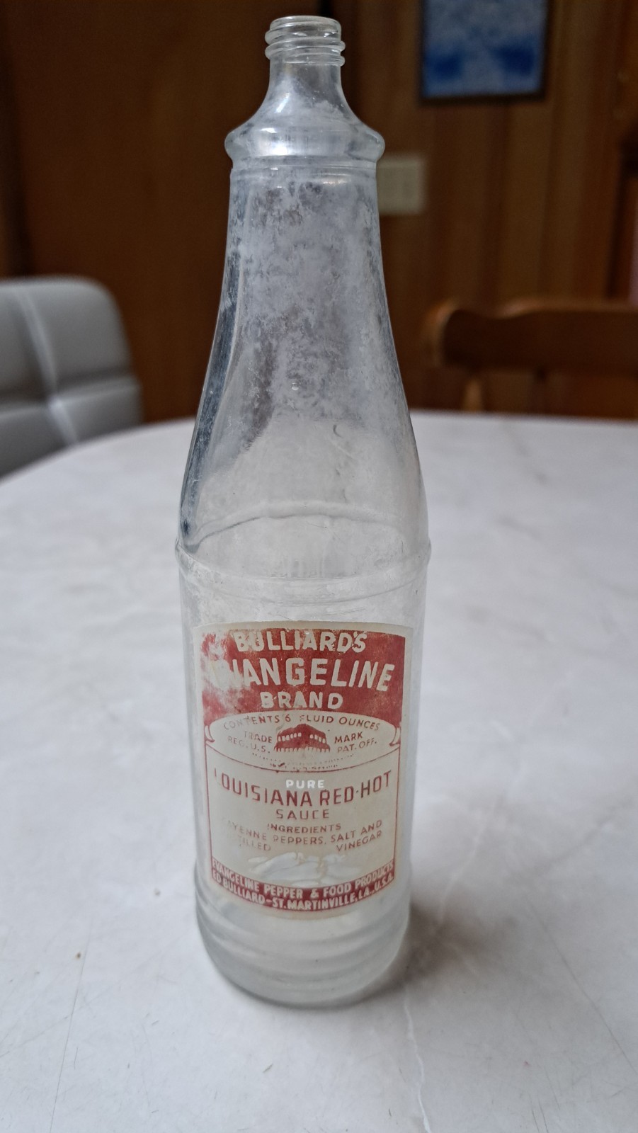 vintage 1950s BULLARD's EVANGELINE Louisiana HOT SAUCE bottle St Martinsville LA