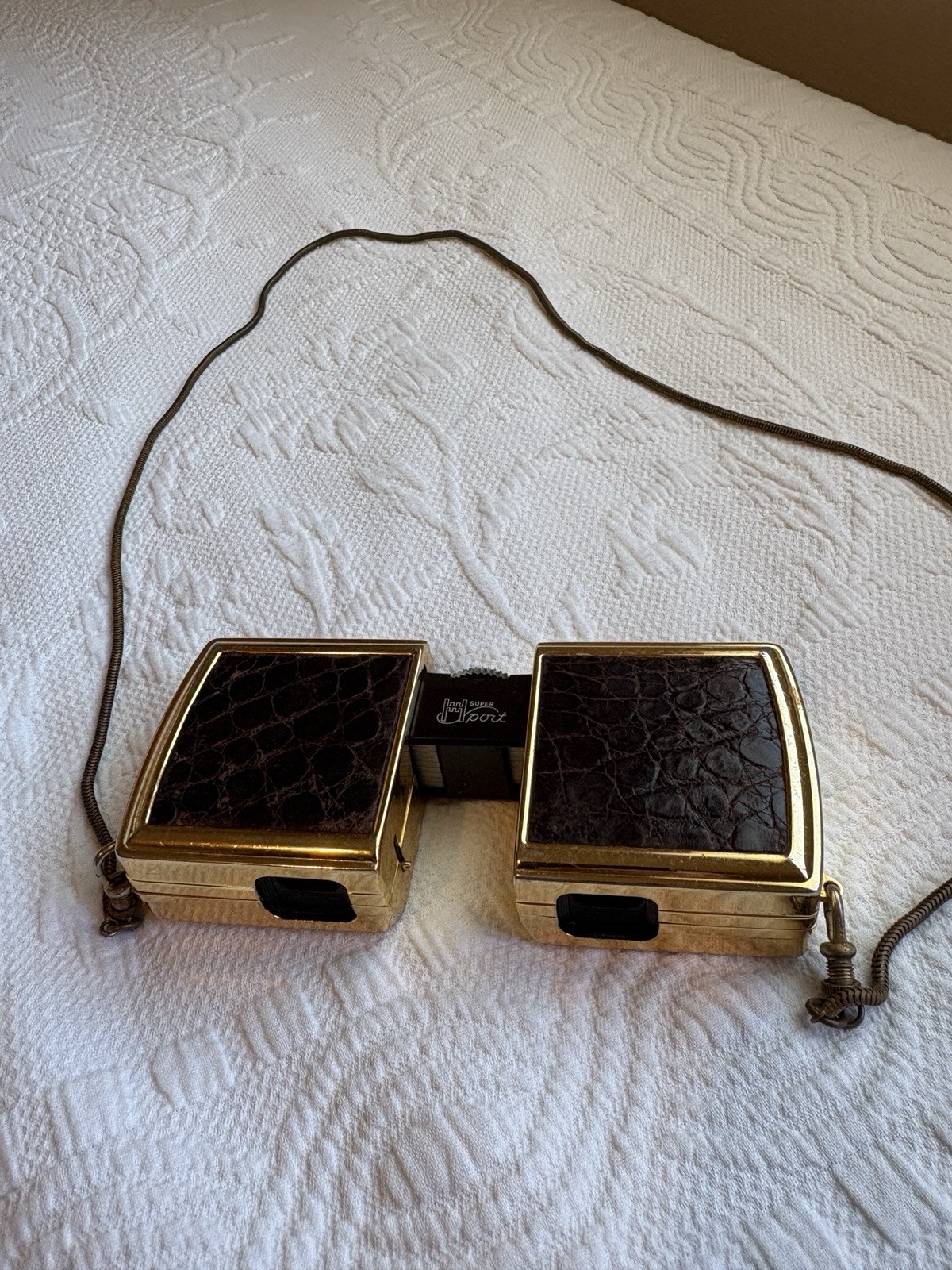 Hans Hensoldt Wetzlar 7x Sliding Opera Glasses - Crocodile Leather - Vintage