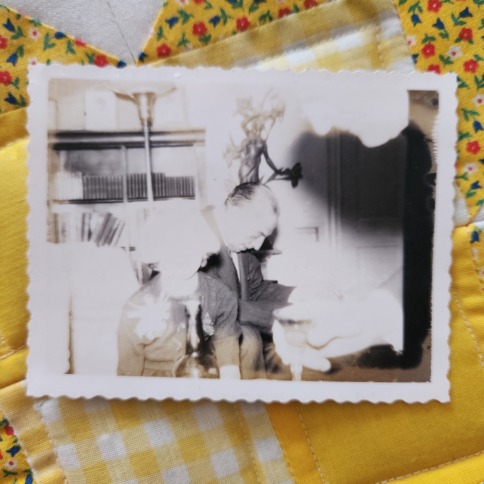 VTG Black & White Snapshot Photo 40s Polaroid Overexposed Party