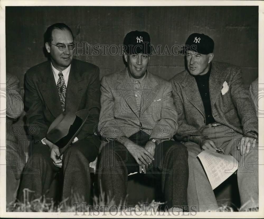 1950 Press Photo New York Yankees-Del Webb, Dave Topping, Lefty O'Doul