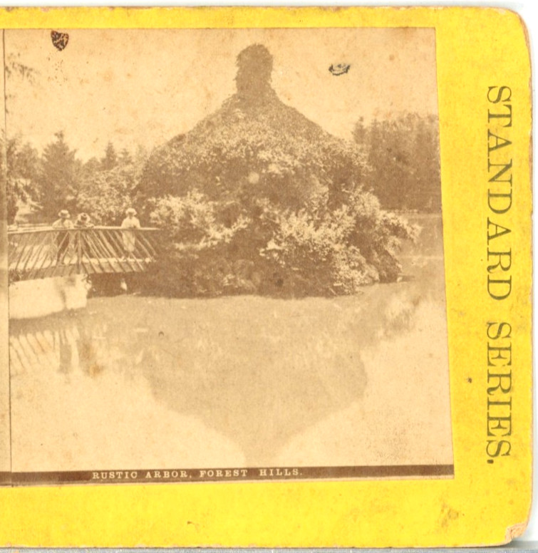 MASSACHUSETTS, Rustic Arbor, Forest Hills Cemetery, Boston--Stereoview T110