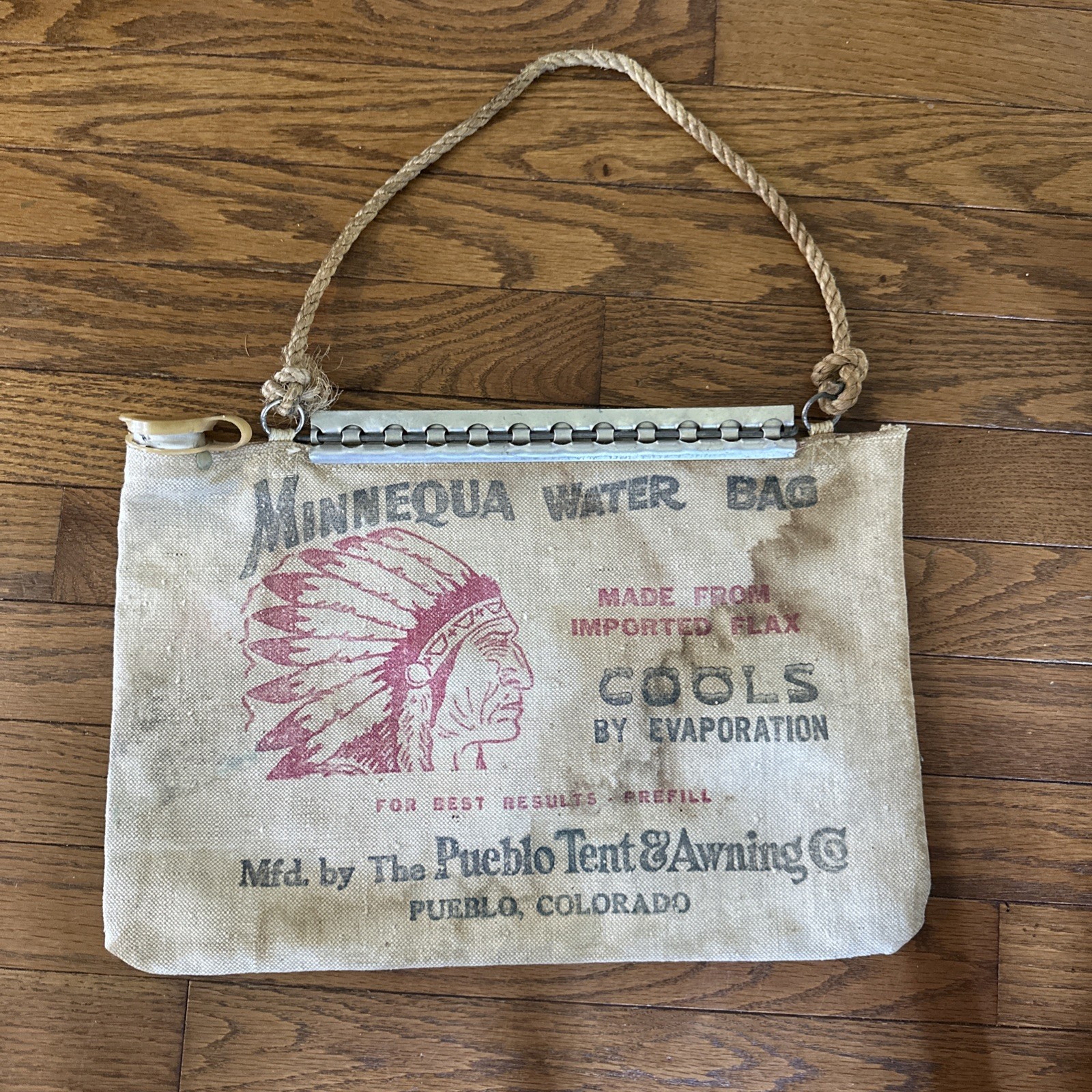 Minnequa Vintage Water Bag Pueblo Tent Awning Co. Water Bag