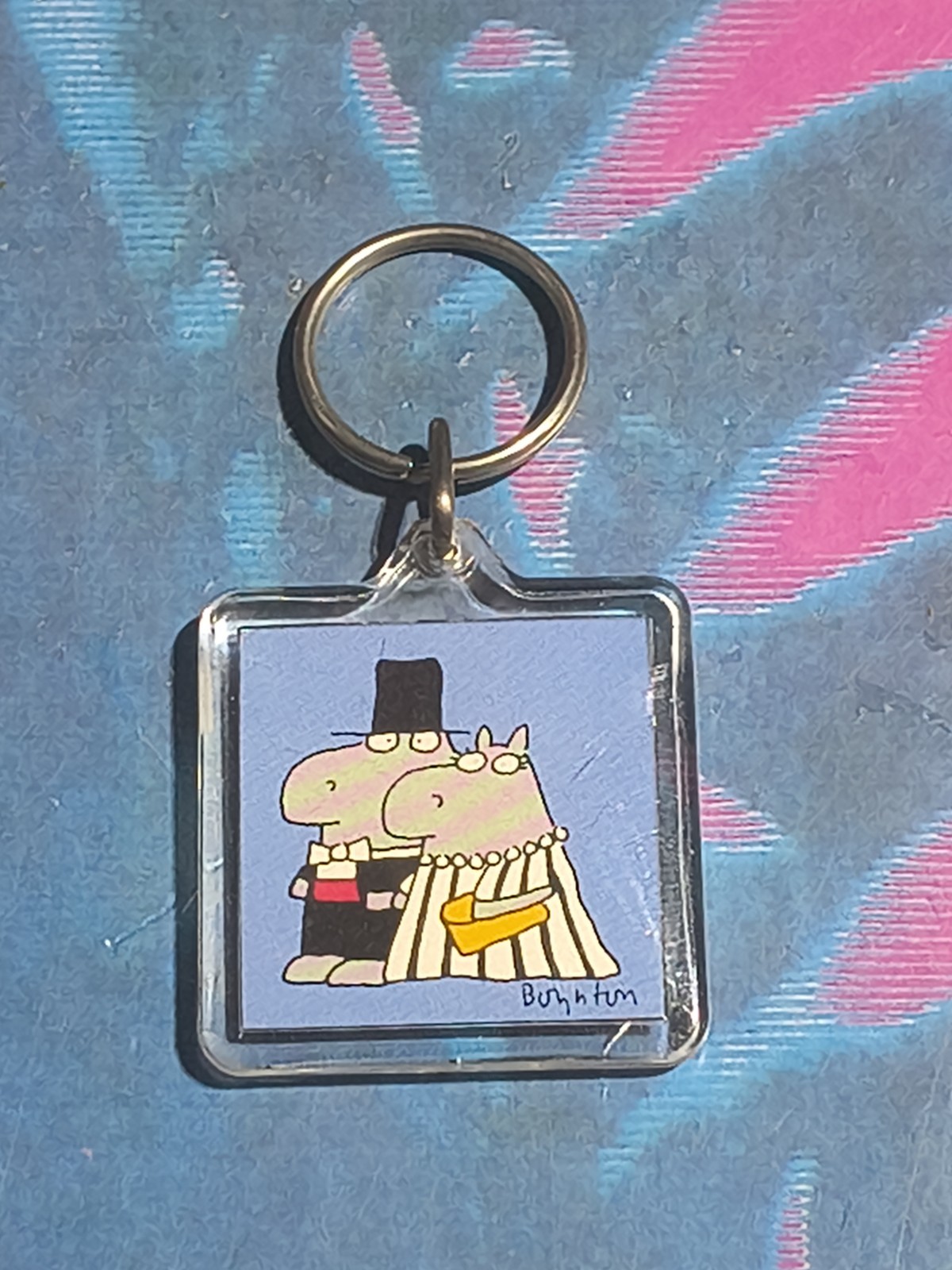Vintage Sandra Boynton Keys To Mansion Yacht  & Limousine Cartoon Hippo Keyring