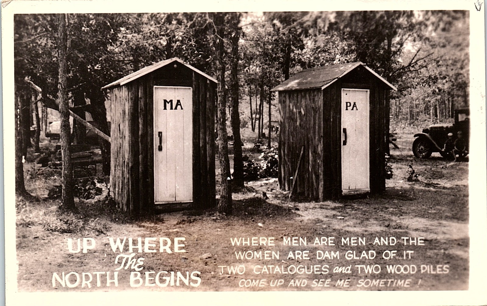 Vintage Postcard North Woods Outhouse Humor RPPC