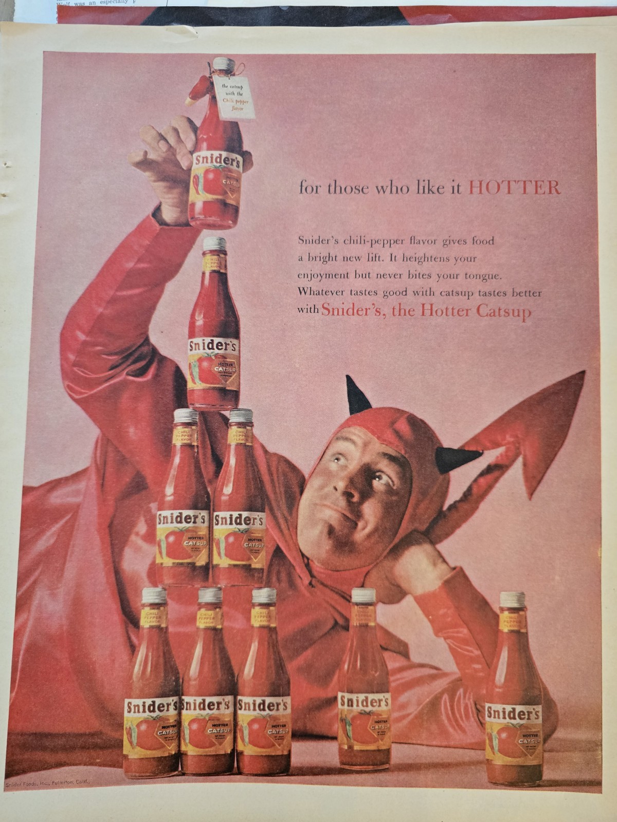 1958 Snider\'s The Hotter Catsup Red Devil Vintage Ad