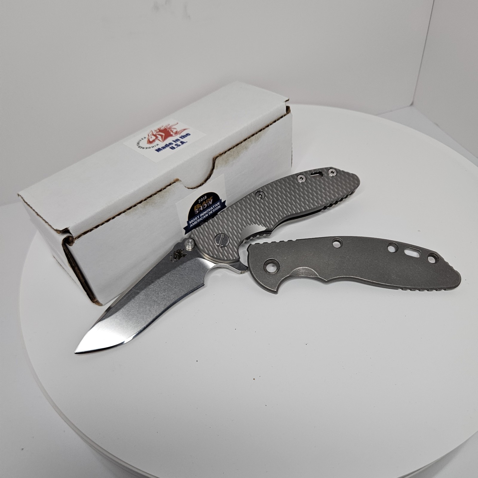 Hinderer XM-18 3.5 Recurve w all the Stonewash Titanium Extras