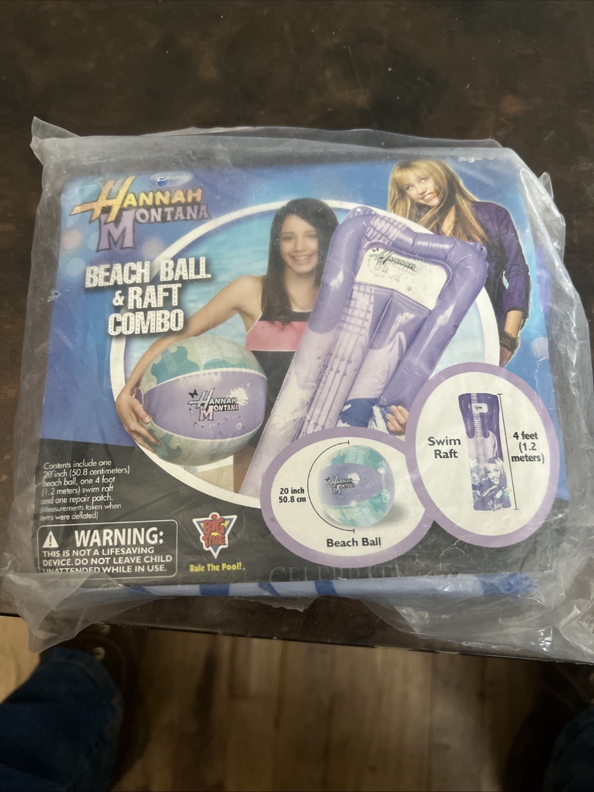 Disney Hannah Montana 20” Beach Ball And 4’ Raft Combo Purple Sealed 
