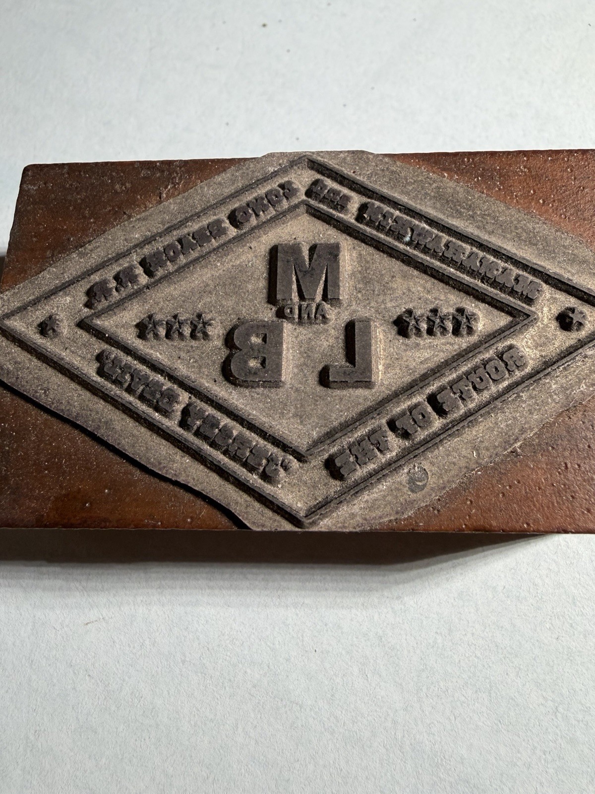 Rare 1900 Printing Plate on Wood for the Manahawkin & Long Beach Rail Road Co
