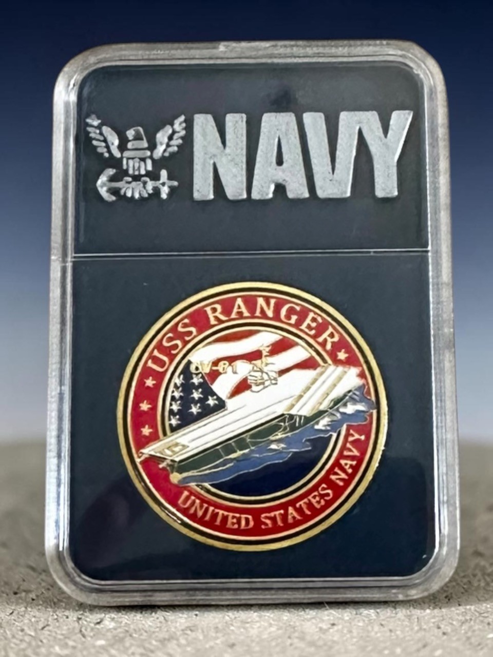 US NAVY - USS RANGER CV-61 Challenge Coin in Display Case ·FAST SHIPPING· ·NEW·