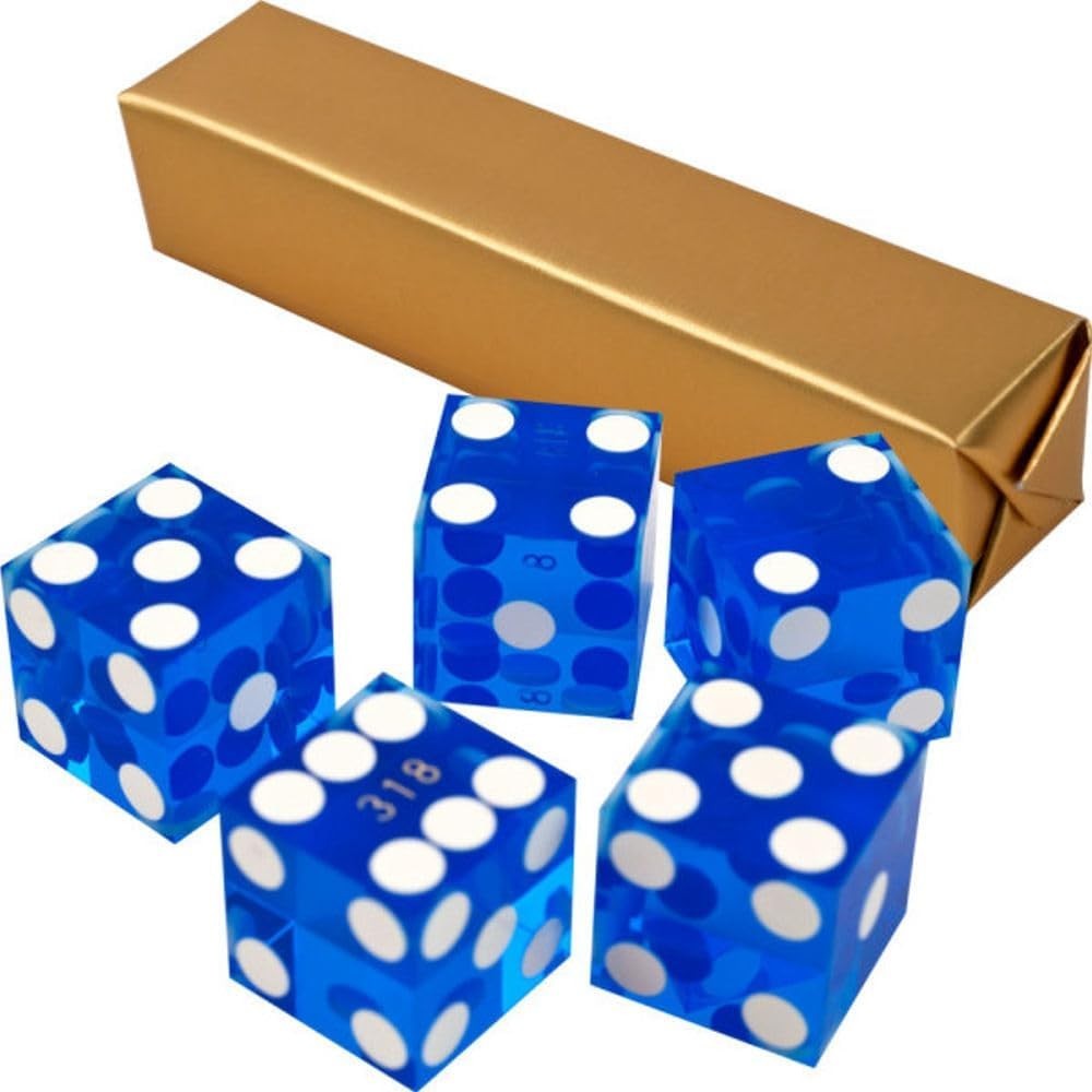 Precision 19MM Casino Dice Set - Blue & White Foil Wrapped for Gaming Fun
