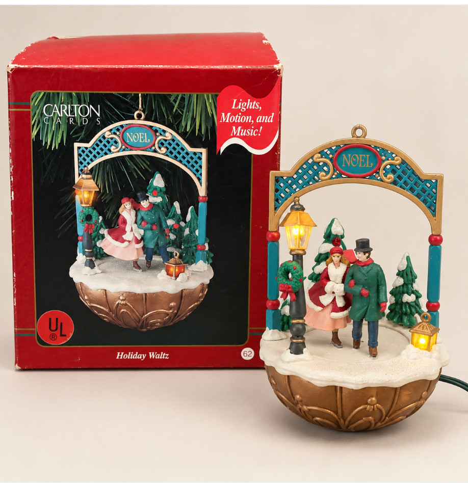Vintage Carlton Cards Holiday Waltz Noel Light Motion Musical Christmas Ornament