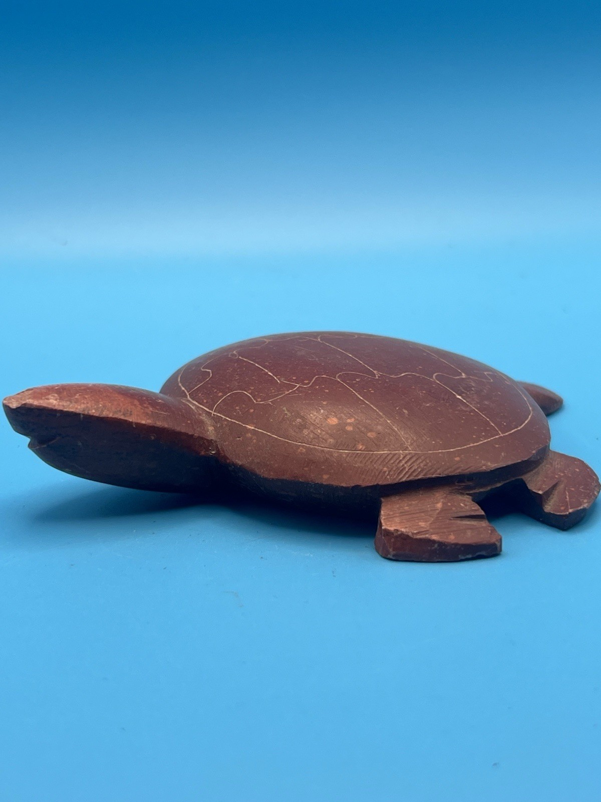 Vintage Native American Pipestone Turtle Carving Signed Winona Sioux Effigy Art