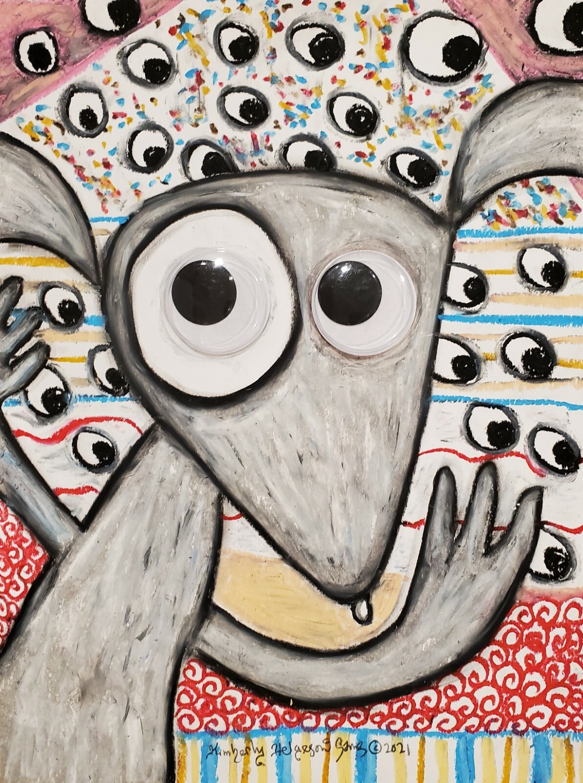 See Spot Googly Eyes Collectible ACEO PRINT Dog Mini Pop Art Card 2.5X3.5 KSams