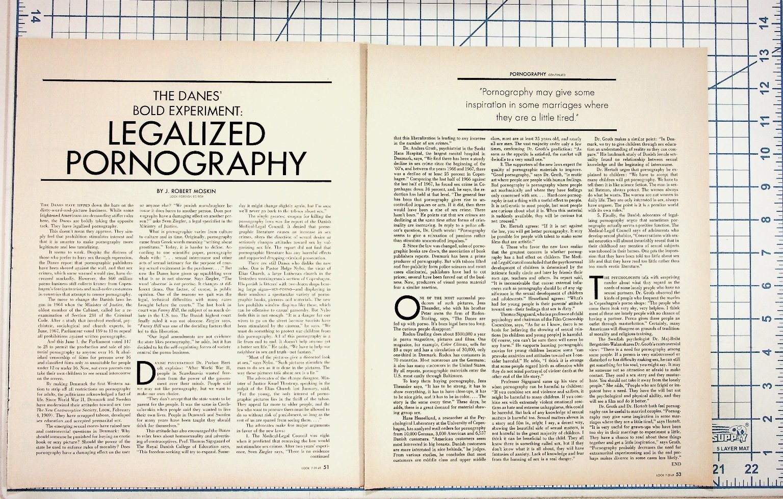 1960s Denmark Legalized Pornography Magazine Article Page J. Robert Moskin