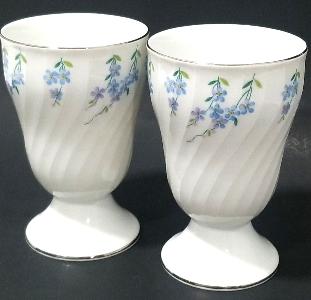 Vtg Royal Tettau Forget Me Not China Mazagran Cups 2 Footed Bavaria Germany Rare