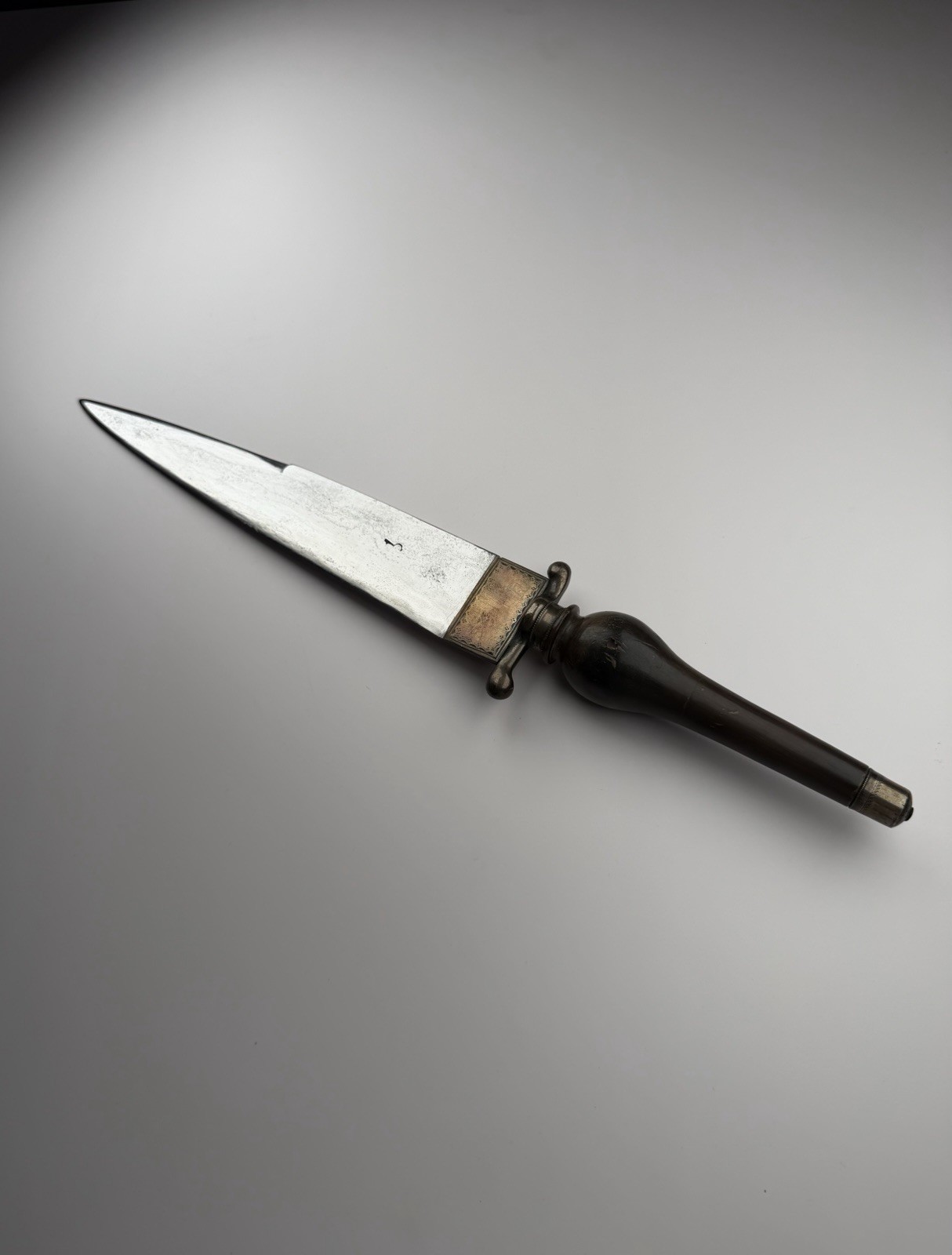 Antique 18th C Continental Plug Bayonet Sickle Mark Brass Hilt Musket Dagger