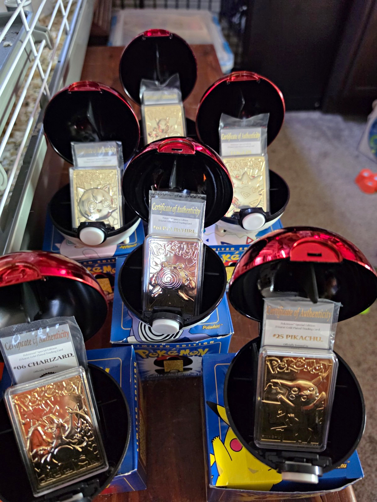 1999 Pokemon Burger King 23K Gold Plated Cards COMPLETE SET 6 Pokeballs COA Boxe