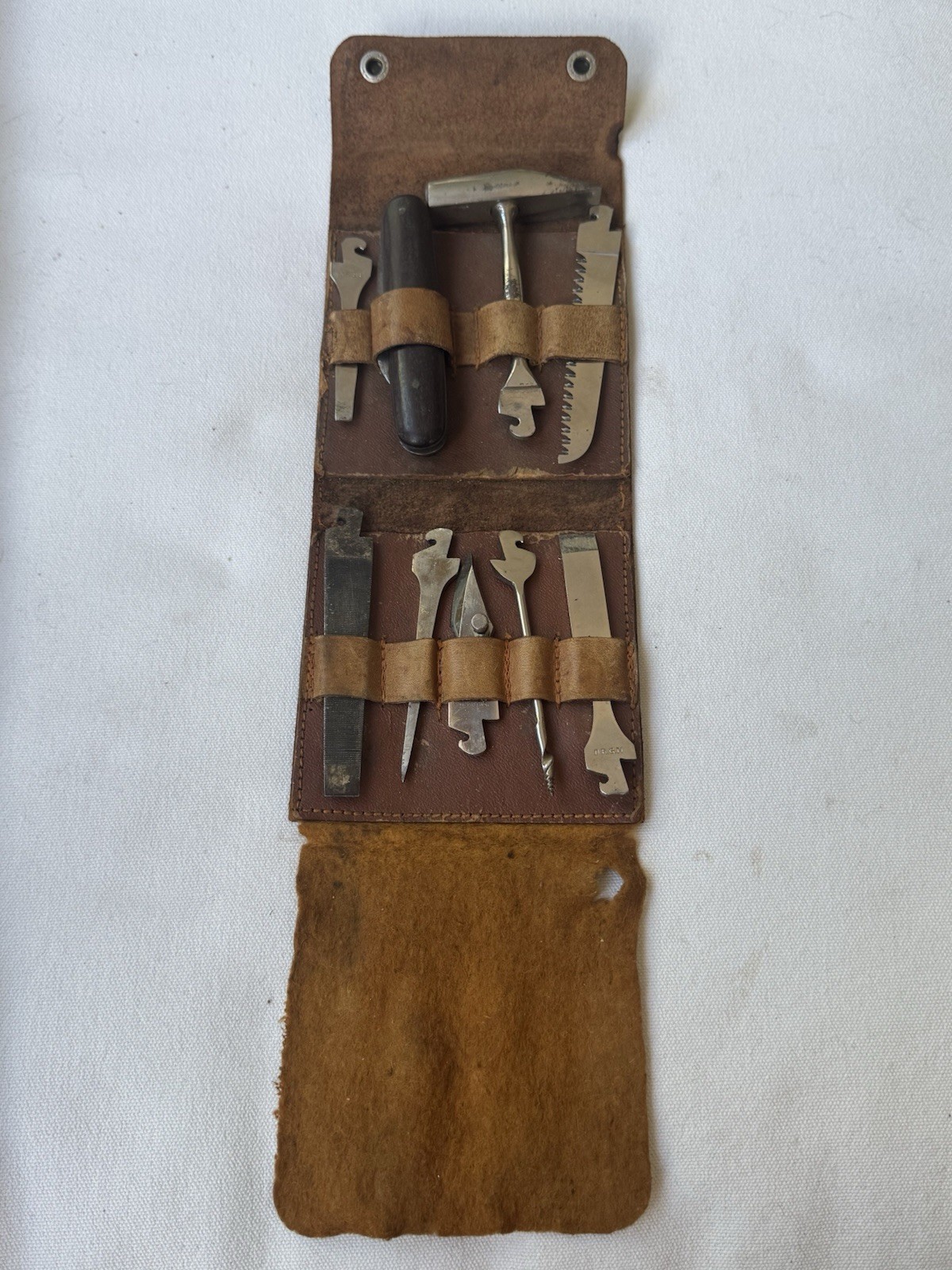 Antique Early 20th Century D.R.G.M. German Traveling Portable Tool Kit & Pouch