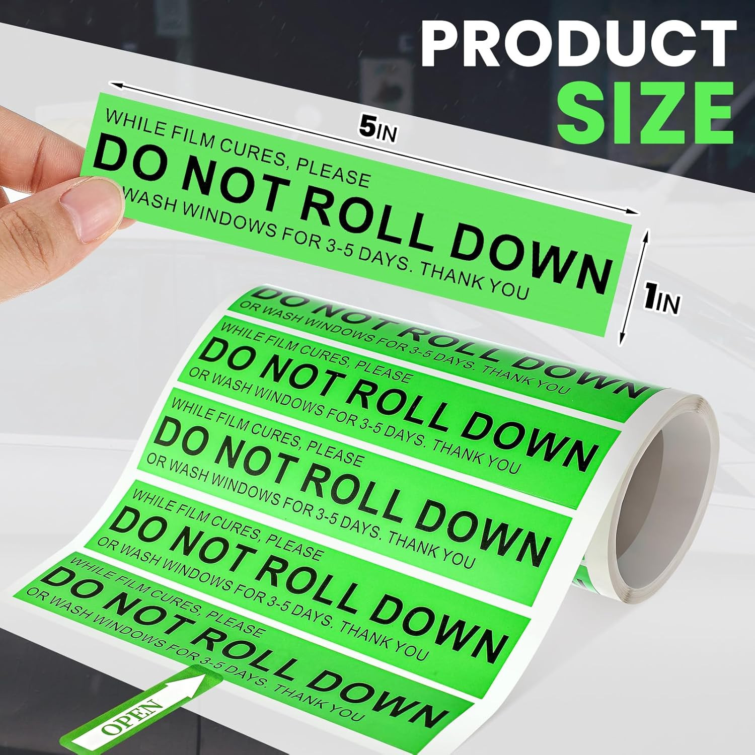 200 Pcs/roll Do Not Roll Down Window Stickers, Do Not Roll Down Stickers Warn...