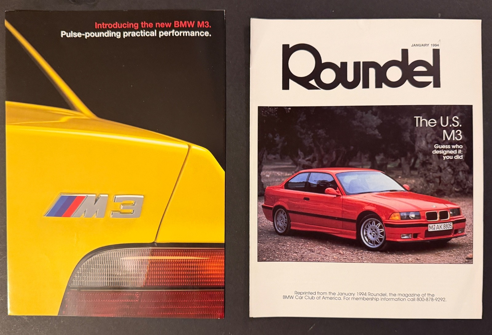 MINT   Pair of Original 1994 BMW M3 (E36) Introductory Sales Brochures