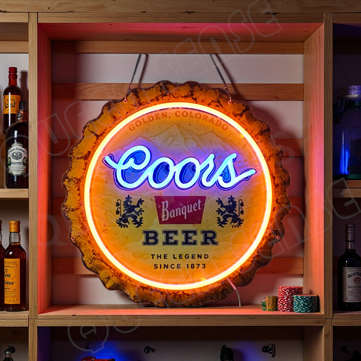 16\'\' Coors Light Banquet Beer Bottle Cap LED Neon Sign With Dimmer USB Powered