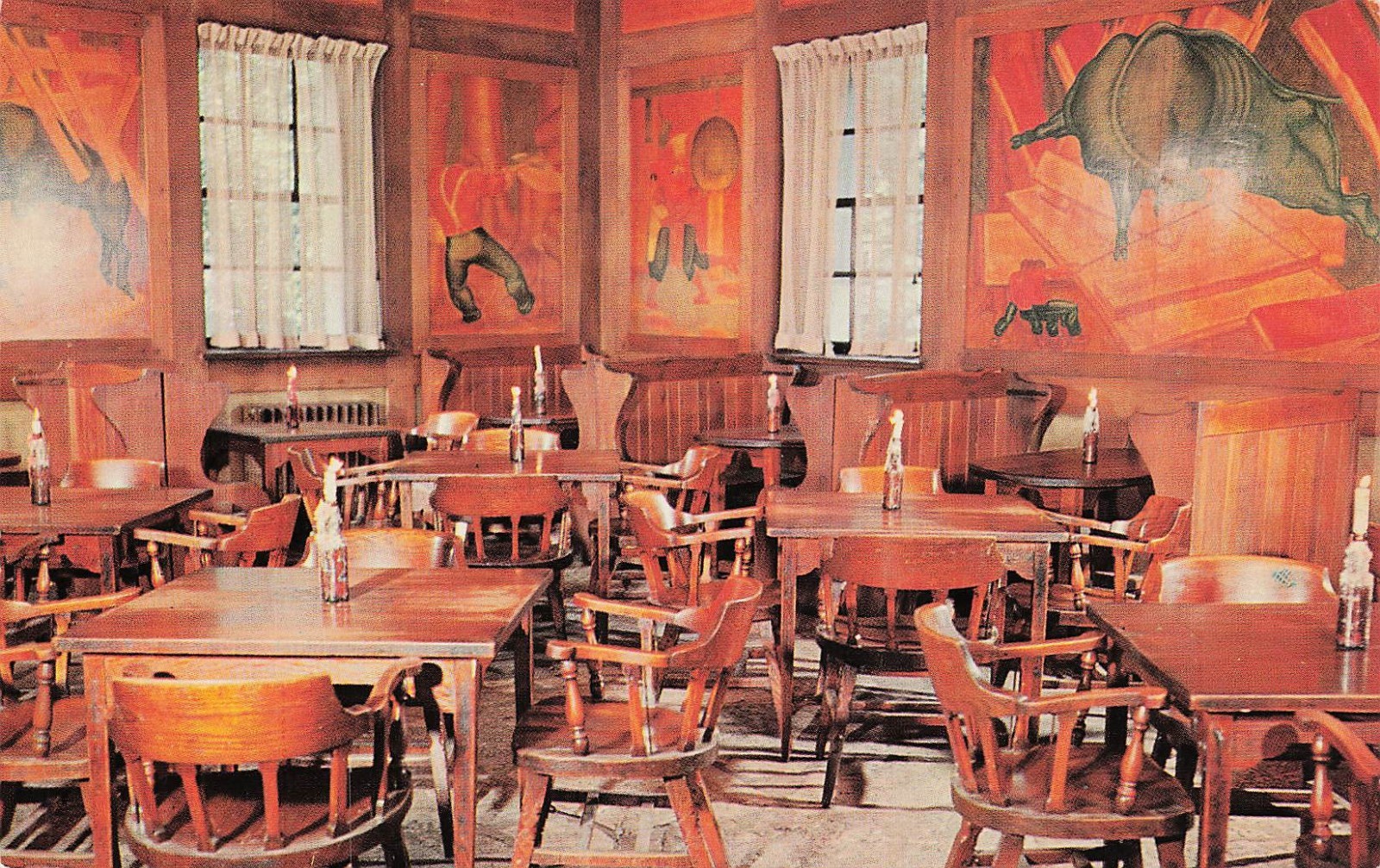 Madison WI Wisconsin University Union Paul Bunyan Room Murals Vtg Postcard 11A