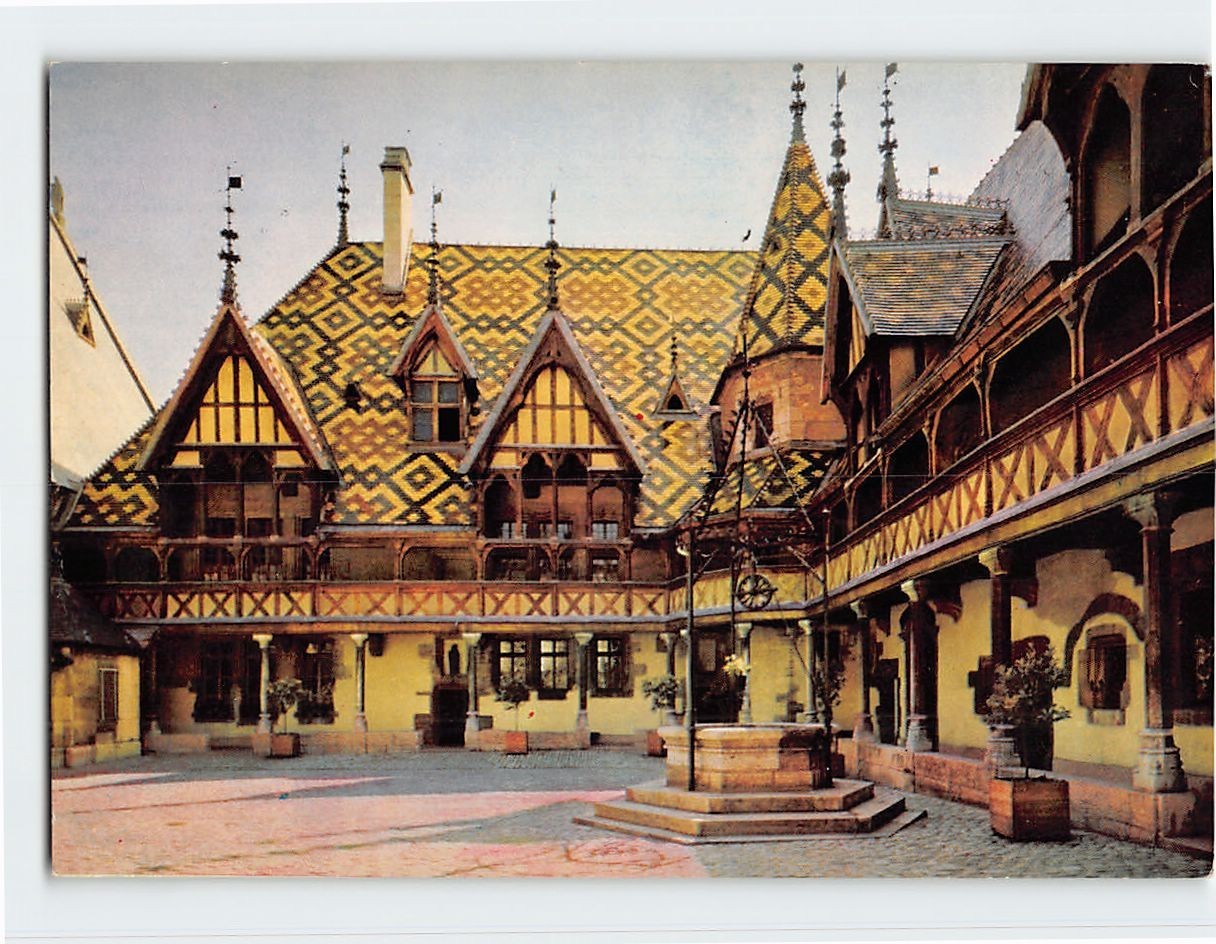 Postcard Main Courtyard General view Hostel Dieu Beaune France