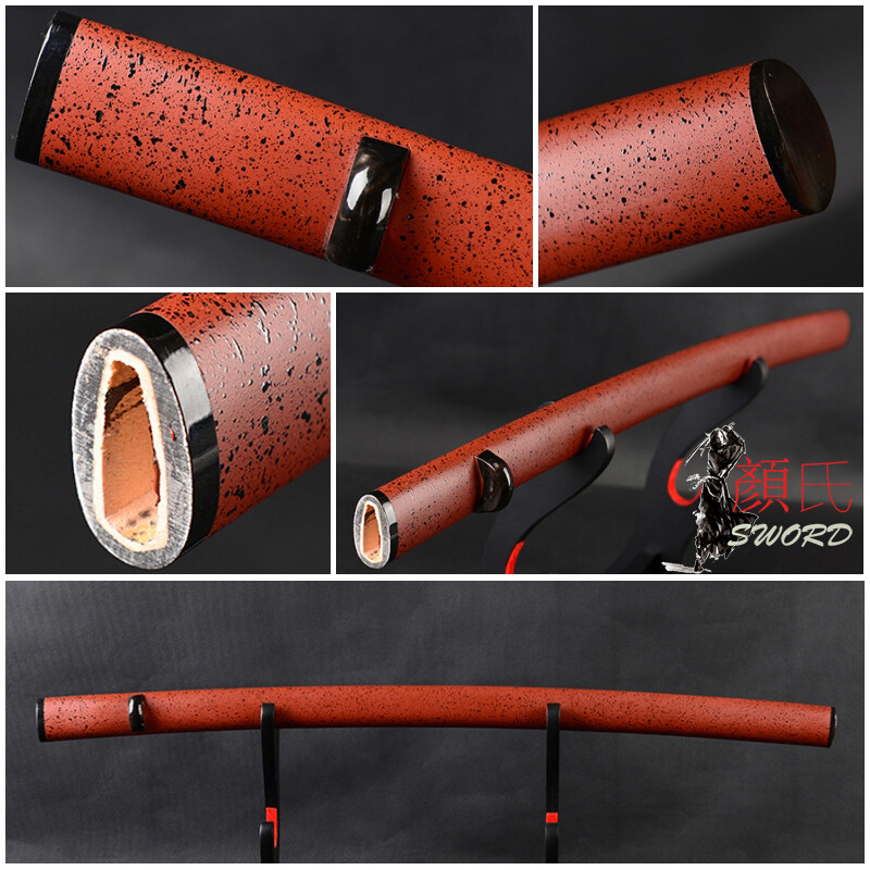Rayskin Wrapped Rattan Wood Saya Sheath Buffalo Horn Fittings For Japanese Sword