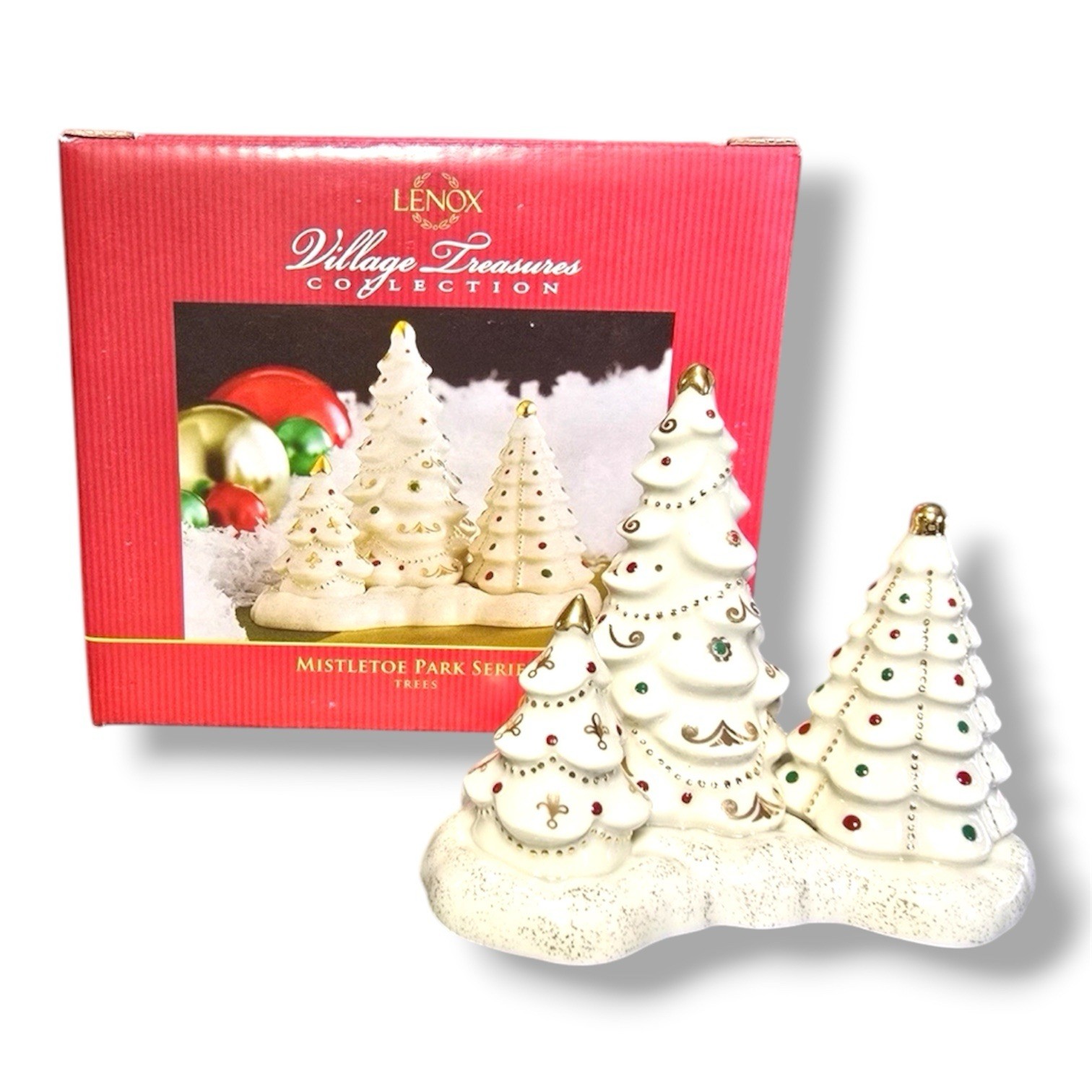 NEW LENOX MISTLETOE PARK Set of TREES -- Village Treasures series