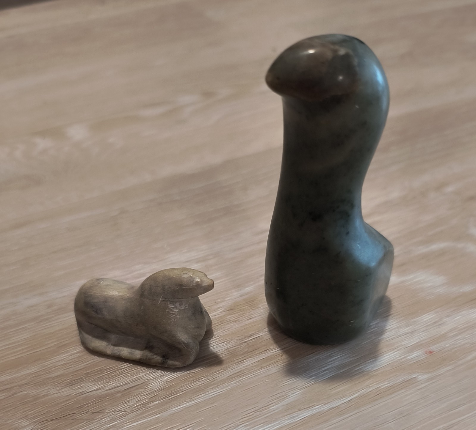 Two Small Alaskan Inuit Carvers Stone Figurines